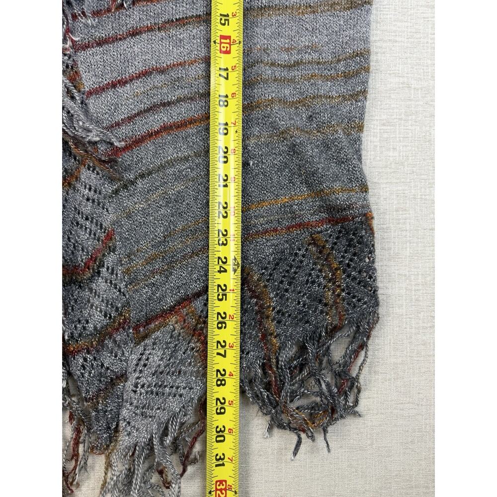 Cato Woman 22/24W Gray Striped Open Front Cardigan Sweater Fringe Ramie - Picture 7 of 8